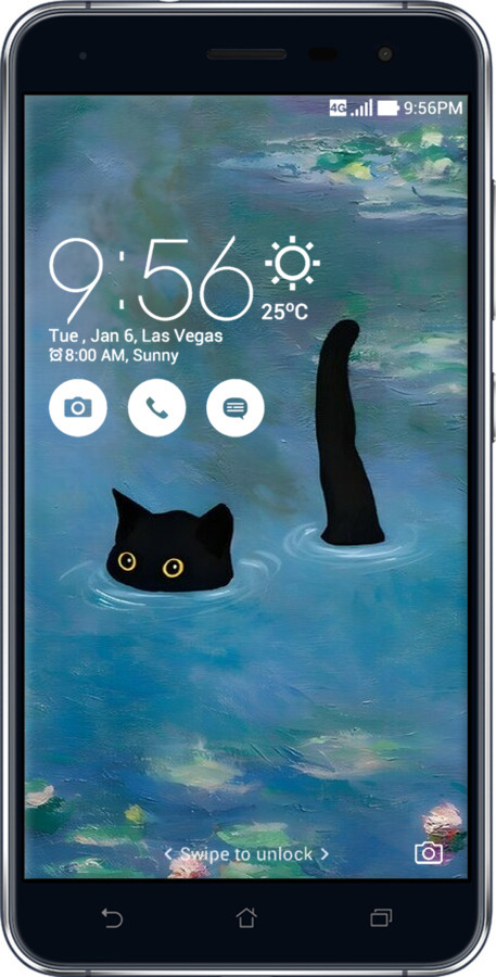 Силиконовый чехол С изображением кота и водяной лилии Monet для Asus Zenfone 3 ZE552KL - 6519u-448 изображение 
