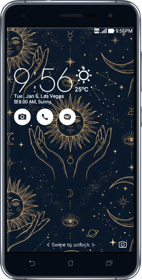 Силіконовий чехол Celestial Harmony: Sun & Moon Gold Mystic Pattern для Asus Zenfone 3 ZE552KL - 6778u-448 изображение 