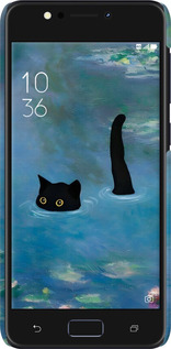 3D пластиковый матовый чехол С изображением кота и водяной лилии Monet для Asus ZenFone 4 Max ZC520KL - 6519m-1242 изображение 