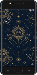 3D пластиковый матовый чехол Celestial Harmony: Sun & Moon Gold Mystic Pattern для Asus ZenFone 4 Max ZC520KL - 6778m-1242 изображение 