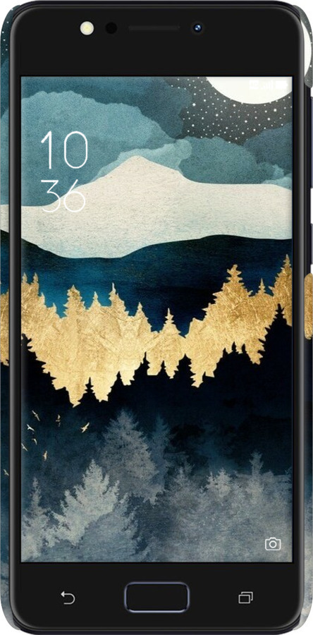 3D пластиковий матовий чехол Нічний краєвид з лісом та горами для Asus ZenFone 4 Max ZC520KL - 6493m-1242 изображение 