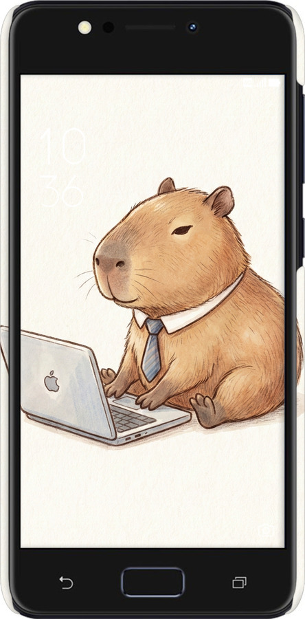 3D пластиковый матовый чехол Funny Capybara CEO Working для Asus ZenFone 4 Max ZC520KL - 6777m-1242 изображение 