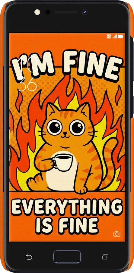 3D пластиковый матовый чехол Funny Cat для Asus ZenFone 4 Max ZC520KL - 6786m-1242 изображение 