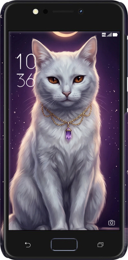 3D пластиковый матовый чехол Mystic White Cat Gothic Dark Purple Gold для Asus ZenFone 4 Max ZC520KL - 6805m-1242 изображение 