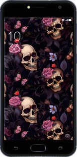 Силиконовый чехол Черепа и розы для Asus ZENFONE 4 SELFIE / ZD553KL - 6316u-1241 изображение 
