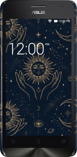 3D пластиковый матовый чехол Celestial Harmony: Sun & Moon Gold Mystic Pattern для Asus Zenfone 5 - 6778m-81 изображение 