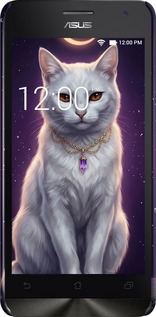 3D пластиковый глянцевый чехол Mystic White Cat Gothic Dark Purple Gold для Asus Zenfone 5 - 6805c-81 изображение 
