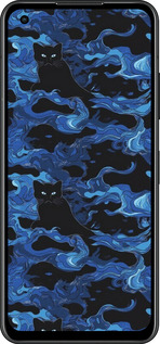 Силіконовий чехол Візерунок чорних котів на блакитному фоні для Asus Zenfone 9 - 6525u-2842 изображение 