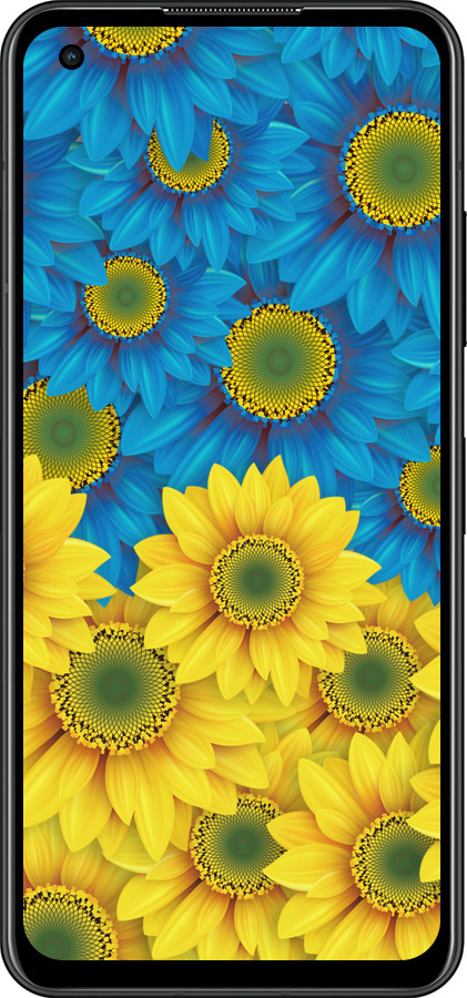 Силиконовый чехол Жёлто-голубые цветы для Asus Zenfone 9 - 1048u-2842 изображение 