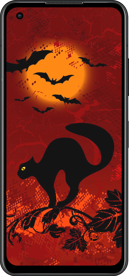 Силиконовый чехол Чёрная кошка под луной для Asus Zenfone 9 - 1190u-2842 изображение 