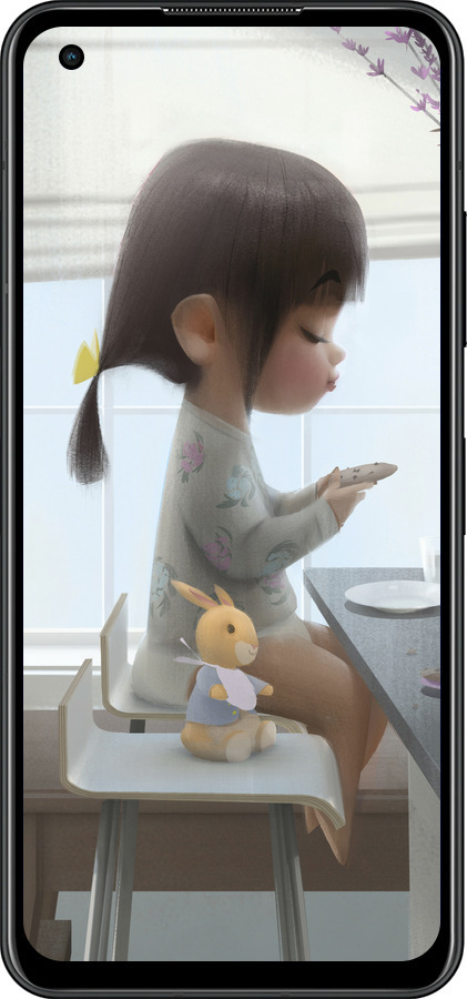 Силиконовый чехол Милая девочка с зайчиком для Asus Zenfone 9 - 4039u-2842 изображение 