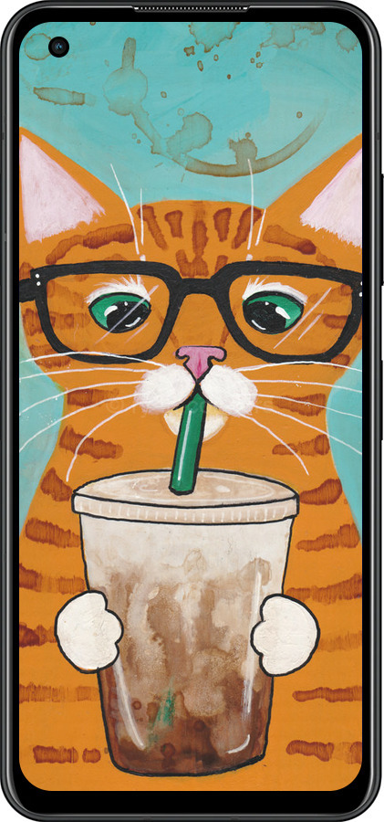 Силиконовый чехол Зеленоглазый кот в очках для Asus Zenfone 9 - 4054u-2842 изображение 