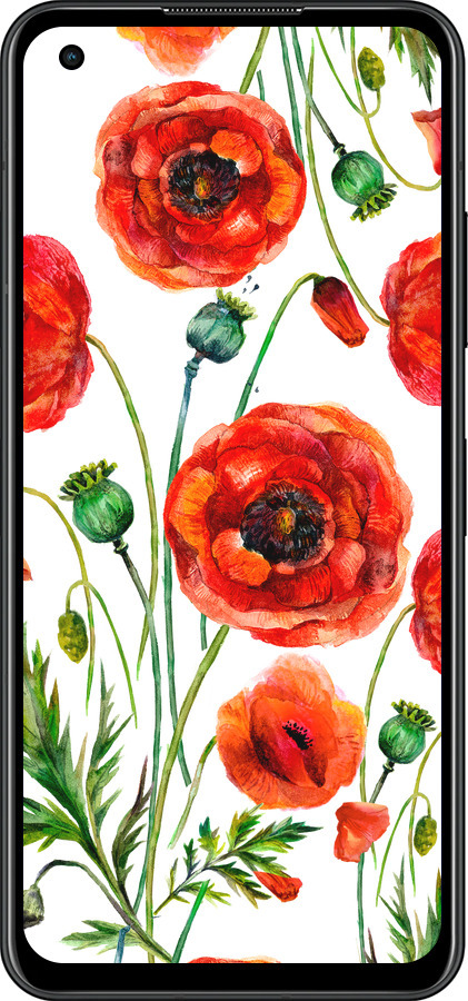 Силиконовый чехол Нарисованные маки для Asus Zenfone 9 - 4278u-2842 изображение 