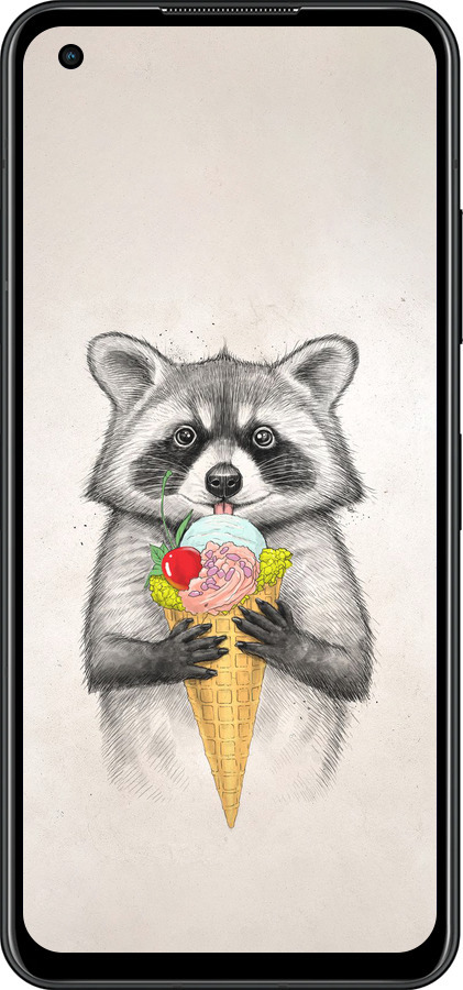 Силиконовый чехол Енотик с мороженым для Asus Zenfone 9 - 4602u-2842 изображение 