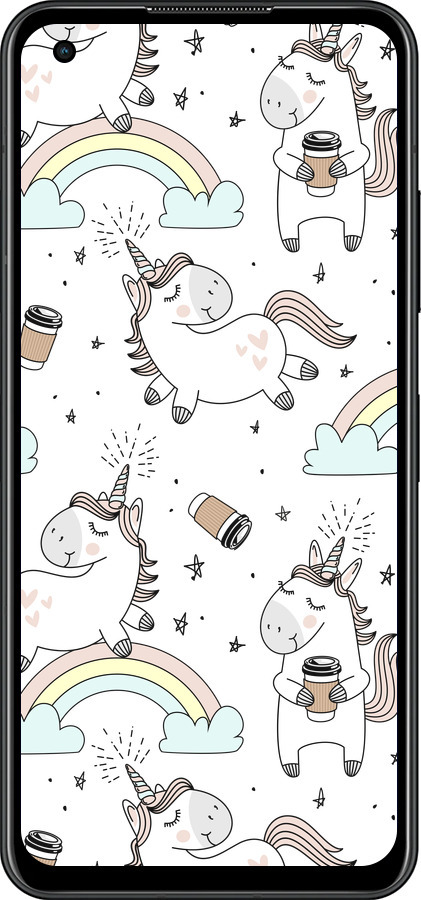 Силиконовый чехол Единорог и кофе для Asus Zenfone 9 - 4661u-2842 изображение 