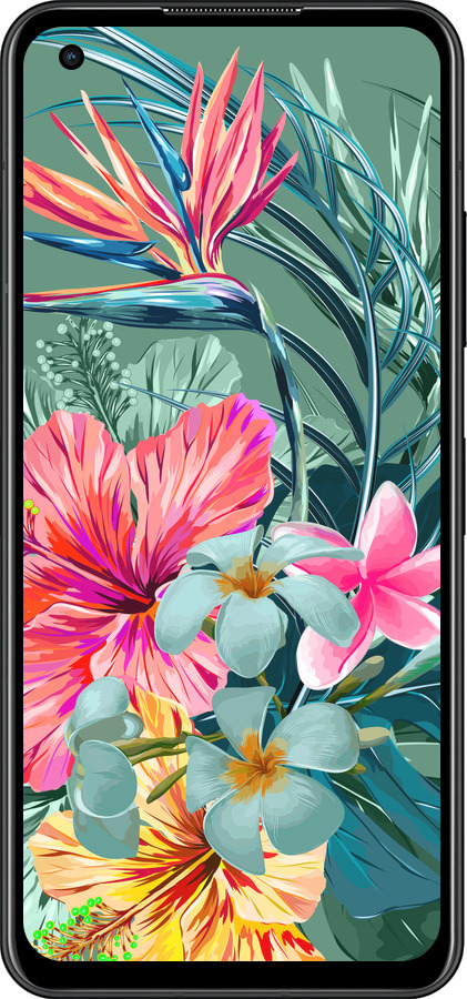 Силиконовый чехол Тропические цветы v1 для Asus Zenfone 9 - 4667u-2842 изображение 