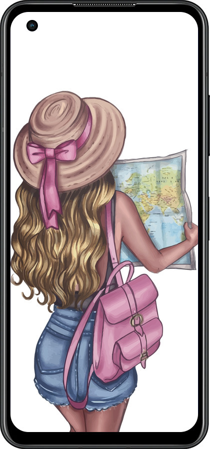 Силиконовый чехол Девушка с картой для Asus Zenfone 9 - 4704u-2842 изображение 