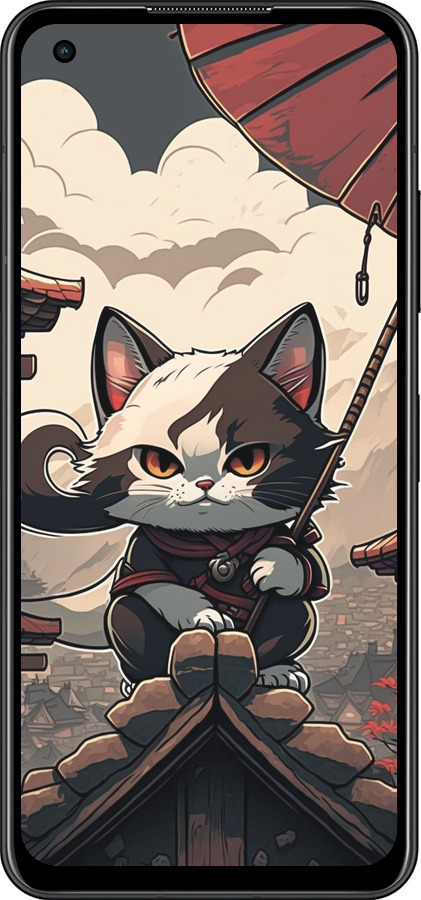 Силиконовый чехол Япония - кот на крыше для Asus Zenfone 9 - 5582u-2842 изображение 