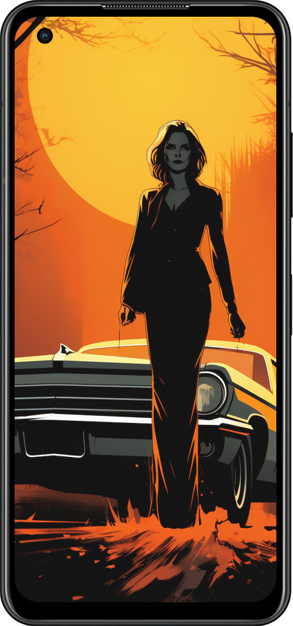 Силиконовый чехол Чехол для телефона Девушка возле автомобиля для Asus Zenfone 9 - 5946u-2842 изображение 