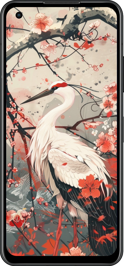 Силиконовый чехол Аист в цвету сакуры для Asus Zenfone 9 - 6109u-2842 изображение 