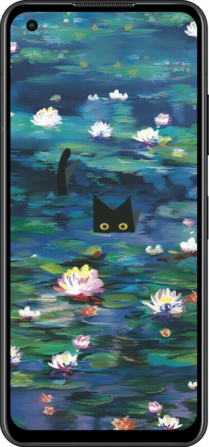 Силиконовый чехол із зображенням водяних лілій та кішок для Asus Zenfone 9 - 6257u-2842 изображение 