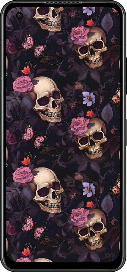 Силиконовый чехол Черепа и розы для Asus Zenfone 9 - 6316u-2842 изображение 