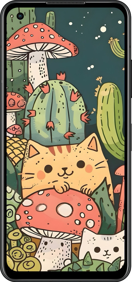 Силиконовый чехол Коты грибы для Asus Zenfone 9 - 6321u-2842 изображение 