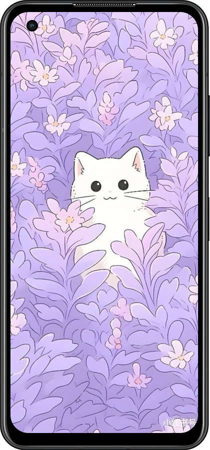 Силіконовий чехол Котик в цветах для Asus Zenfone 9 - 6390u-2842 изображение 