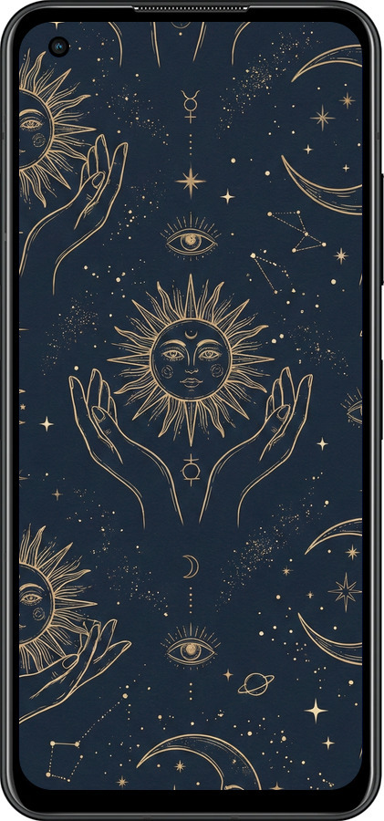 Силиконовый чехол Celestial Harmony: Sun & Moon Gold Mystic Pattern для Asus Zenfone 9 - 6778u-2842 изображение 