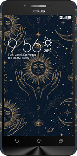 3D пластиковий матовий чехол Celestial Harmony: Sun & Moon Gold Mystic Pattern для Asus Zenfone Go ZC500TG - 6778m-160 изображение 