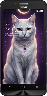 3D пластиковий матовий чехол Mystic White Cat Gothic Dark Purple Gold для Asus Zenfone Go ZC500TG - 6805m-160 изображение 