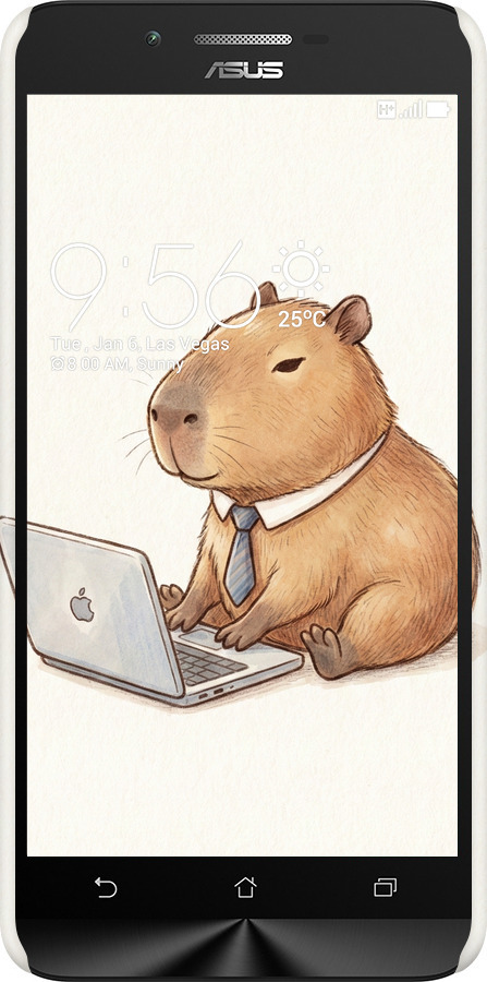 3D пластиковый матовый чехол Funny Capybara CEO Working для Asus Zenfone Go ZC500TG - 6777m-160 изображение 