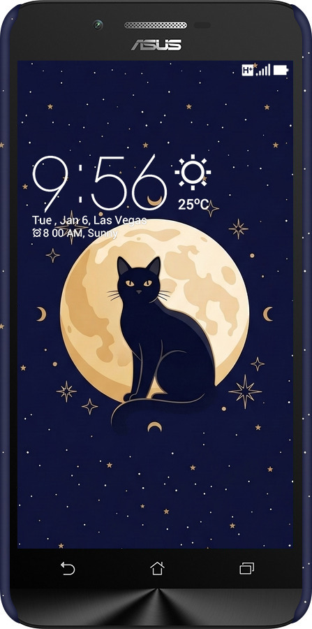 3D пластиковый матовый чехол Cute Cat Celestial/Witchy для Asus Zenfone Go ZC500TG - 6787m-160 изображение 