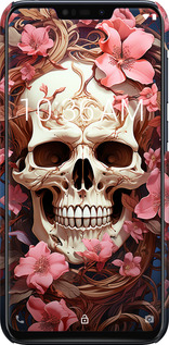 3D пластиковый матовый чехол Череп в розовых цветах для Asus Zenfone Max M2 ZB633KL - 5965m-1629 изображение 