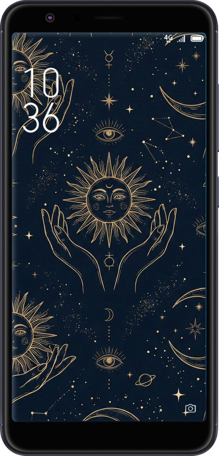 Силіконовий чехол Celestial Harmony: Sun & Moon Gold Mystic Pattern для Asus ZenFone Max Plus M1 ZB570TL - 6778u-1361 изображение 