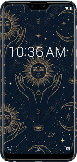 3D пластиковый матовый чехол Celestial Harmony: Sun & Moon Gold Mystic Pattern для Asus Zenfone Max Pro M2 ZB631KL - 6778m-1641 изображение 