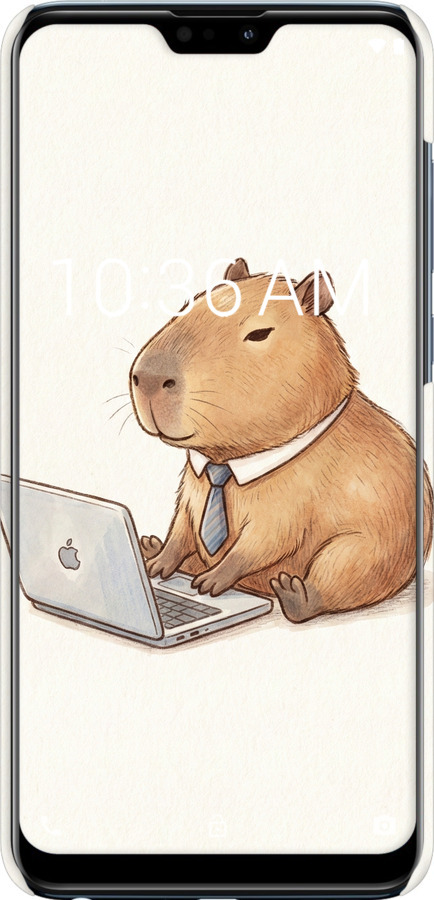 3D пластиковий матовий чехол Funny Capybara CEO Working для Asus Zenfone Max Pro M2 ZB631KL - 6777m-1641 изображение 