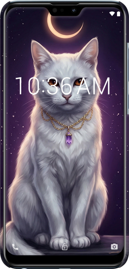3D пластиковий матовий чехол Mystic White Cat Gothic Dark Purple Gold для Asus Zenfone Max Pro M2 ZB631KL - 6805m-1641 изображение 