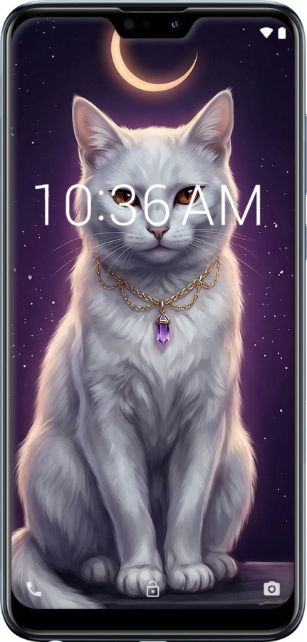 Силіконовий чехол Mystic White Cat Gothic Dark Purple Gold для Asus Zenfone Max Pro M2 ZB631KL - 6805u-1641 изображение 