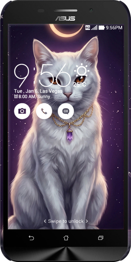3D пластиковый матовый чехол Mystic White Cat Gothic Dark Purple Gold для Asus ZenFone Max ZC550KL - 6805m-271 изображение 