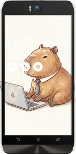 3D пластиковый матовый чехол Funny Capybara CEO Working для Asus ZenFone Selfie ZD551KL - 6777m-116 изображение 