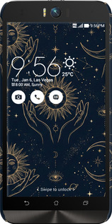 3D пластиковый матовый чехол Celestial Harmony: Sun & Moon Gold Mystic Pattern для Asus ZenFone Selfie ZD551KL - 6778m-116 изображение 