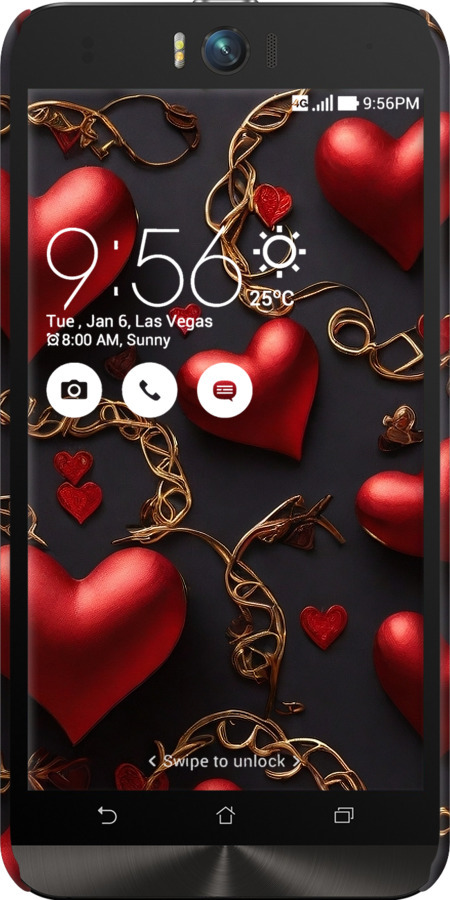 3D пластиковый матовый чехол Сердечки для Asus ZenFone Selfie ZD551KL - 5831m-116 изображение 