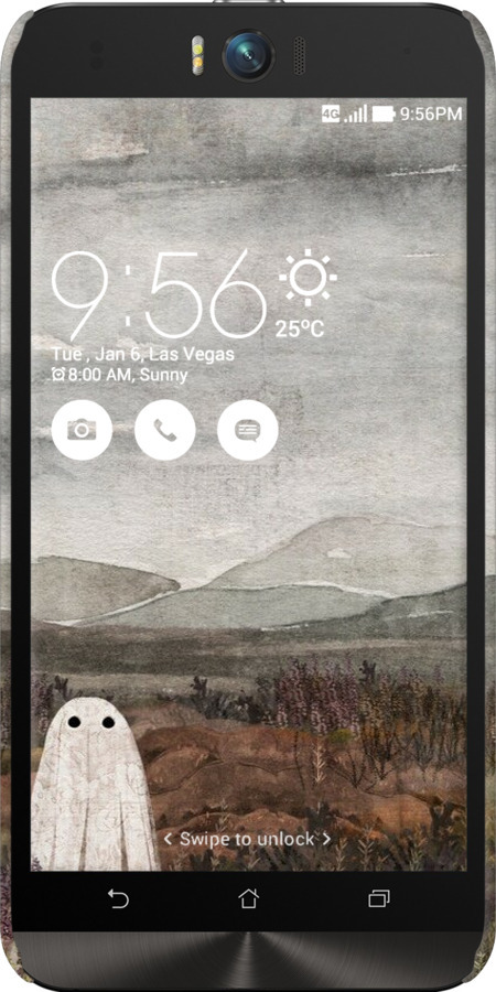 3D пластиковый матовый чехол Одинокий призрак на фоне гор для Asus ZenFone Selfie ZD551KL - 6486m-116 изображение 
