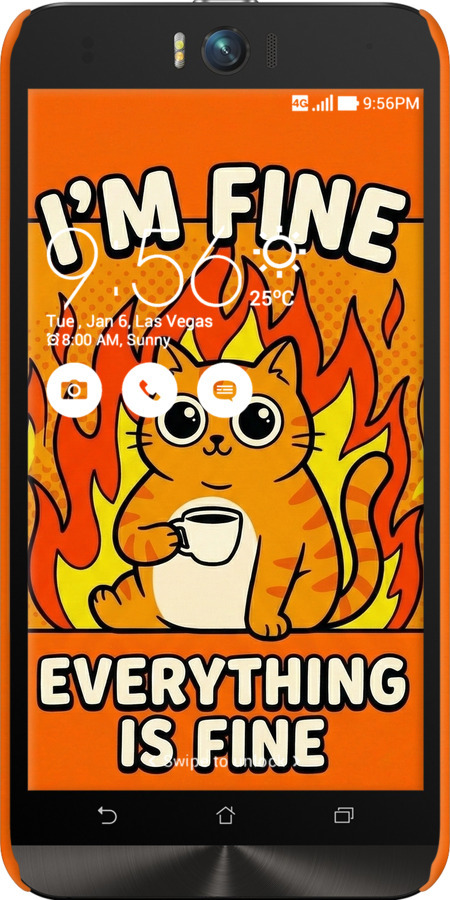 3D пластиковий матовий чехол Funny Cat для Asus ZenFone Selfie ZD551KL - 6786m-116 изображение 