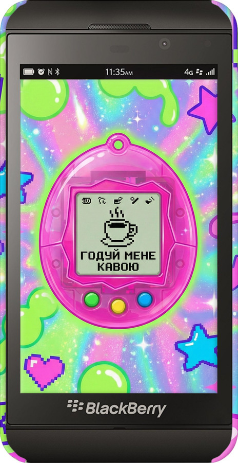 3D пластиковый глянцевый чехол Y2K Aesthetic Retro Pet: Годуй мене кавою для Blackberry Z10 - 6784c-392 изображение 