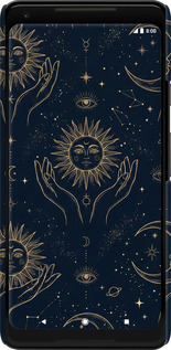 3D пластиковый матовый чехол Celestial Harmony: Sun & Moon Gold Mystic Pattern для Google PixeL 2 XL - 6778m-1643 изображение 