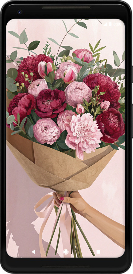 2D пластиковый чехол Пионы 1 для Google PixeL 2 XL - 6705t-1643 изображение 