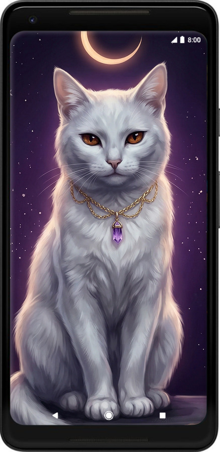 2D пластиковий чехол Mystic White Cat Gothic Dark Purple Gold для Google PixeL 2 XL - 6805t-1643 изображение 