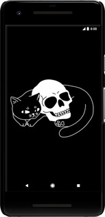 3D пластиковий матовий чехол Із зображенням кота та черепа для Google Pixel 2 - 6491m-1075 изображение 